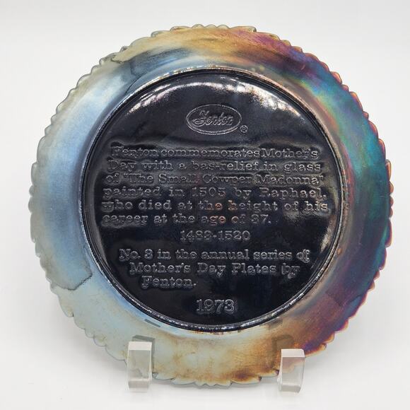 Vintage Fenton Carnival Glass Mother's Day Plate 1973 - Picture 2 of 8